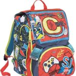 Zaino Schoolpack Seven Sdoppiabile Big Sj Gang Boy Rosso Azzurro Con Pattine Sfogliabili Astuccio 3 Zip 0