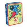 Astuccio Scuola Seven Maxi Sj Boy 2 Scomparti Blu Pennarelli Matite Gomma Ecc 0