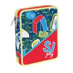 Astuccio Scuola Seven Maxi Sj Boy 2 Scomparti Rosso Pennarelli Matite Gomma Ecc 0