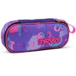 Bustina Ovale Seven Iridescent Lilla Con Organizer Interno Porta Penne 0 0