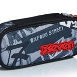 Bustina Ovale Seven Keep Flag Nero Con Organizer Interno Porta Penne 0