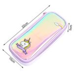 Intvn Unicorno Astuccio Grande Astuccio Quadrato Per Matite Sacchetto Di Penna Laser Trasparente Con Cerniera Borsa Da Viaggio Cosmetica Da Viaggio Porpora 0 0