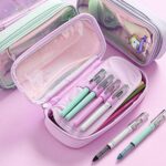 Intvn Unicorno Astuccio Grande Astuccio Quadrato Per Matite Sacchetto Di Penna Laser Trasparente Con Cerniera Borsa Da Viaggio Cosmetica Da Viaggio Porpora 0 3