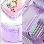 Intvn Unicorno Astuccio Grande Astuccio Quadrato Per Matite Sacchetto Di Penna Laser Trasparente Con Cerniera Borsa Da Viaggio Cosmetica Da Viaggio Porpora 0 4