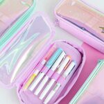 Intvn Unicorno Astuccio Grande Astuccio Quadrato Per Matite Sacchetto Di Penna Laser Trasparente Con Cerniera Borsa Da Viaggio Cosmetica Da Viaggio Porpora 0 5