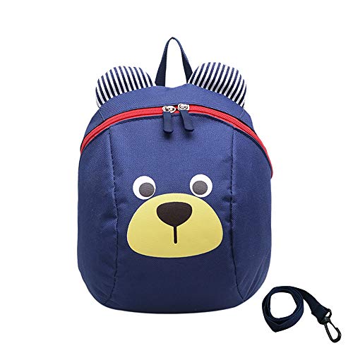 Mcuilee Zainetto Per Bambini Asilo Bimbi Piccolo Borsa Materna Cane Orso Animal Guinzaglio Imbracatura Blu Navy 0