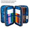 Astuccio 3 Scomparti Invicta Stripes Blu Completo Di Matite Penne Pennarelli 0 0
