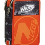 Astuccio 3 Scomparti Nerf Nation Unica Nero E Arancione Portapenne Con Contenuto Per La Scuola 0