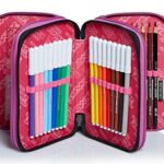 Astuccio 3 Scomparti Seven Fluffy Roses Grigio Completo Di Matite Penne Pennarelli 0 0