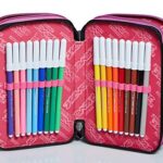 Astuccio 3 Scomparti Seven Fluffy Roses Grigio Completo Di Matite Penne Pennarelli 0 2