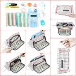 Astuccio Portamatite Grande Capacita Trucco Borsa Portamonete Cartoleria Organizer Con Manico Per Materiale Scolastico E Ufficio Donna Ragazzaplaid Bianco 0 1
