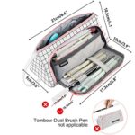 Astuccio Portamatite Grande Capacita Trucco Borsa Portamonete Cartoleria Organizer Con Manico Per Materiale Scolastico E Ufficio Donna Ragazzaplaid Bianco 0 2