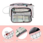 Astuccio Portamatite Grande Capacita Trucco Borsa Portamonete Cartoleria Organizer Con Manico Per Materiale Scolastico E Ufficio Donna Ragazzaplaid Bianco 0 3
