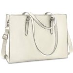 Borsa Donna Borsa A Tracolla Per Computer Da 156 Pollici Grande Impermeabile Borse Laptop Tote In Pelle Pu Borsa Da Lavoro Business Shopper Bianca Crema 0