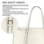 Borsa Donna Borsa A Tracolla Per Computer Da 156 Pollici Grande Impermeabile Borse Laptop Tote In Pelle Pu Borsa Da Lavoro Business Shopper Bianca Crema 0 2