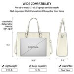 Borsa Donna Borsa A Tracolla Per Computer Da 156 Pollici Grande Impermeabile Borse Laptop Tote In Pelle Pu Borsa Da Lavoro Business Shopper Bianca Crema 0 3