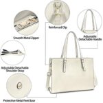 Borsa Donna Borsa A Tracolla Per Computer Da 156 Pollici Grande Impermeabile Borse Laptop Tote In Pelle Pu Borsa Da Lavoro Business Shopper Bianca Crema 0 4