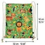 Heckbo Sacca Per Bambini Ragazzi E Ragazze Con Taschino Di Sicurezza Per Foto Giungla Lavabile In Lavatrice 40x32cm Ideale Per Asilo Viaggi Sport Zaino Borsa Sacca Da Ginnastica Borsa 0 0