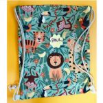 Heckbo Sacca Per Bambini Ragazzi E Ragazze Con Taschino Di Sicurezza Per Foto Giungla Lavabile In Lavatrice 40x32cm Ideale Per Asilo Viaggi Sport Zaino Borsa Sacca Da Ginnastica Borsa 0 5