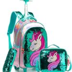 Htgroce Zaino Per Bambina Zaino Magico Reversibile Con Paillettes Borsa Per Ragazzi Zaino Per Scuola Per Bambini Zaino Per Bambini Zaino Con Ruote Zaino Per Scuola Con Scatola Da Pranzo Unicorno Verde 0