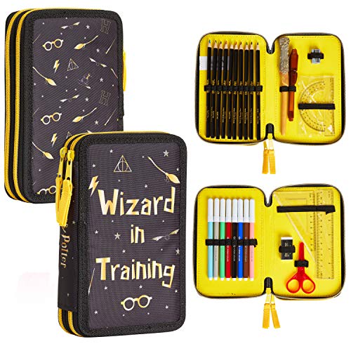 Harry Potter Astuccio Scuola Materiale Scolastico Back To School Portapenne 3 Scomparti Matite Colorate Penne E Set Completo Accessori Astucci Kawaii Per Elementare E Media Regalo Originale 0