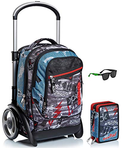 Kit Scuola Trolley Tyre Seven Astuccio Pen Pad Occhiale Da Sole Urban Rock 0