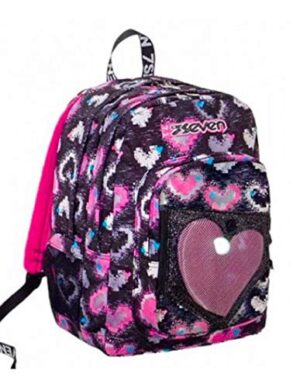 Zaino Seven Freethink Brightheart Rosa Nero Scuola Doppio Scomparto 2 Ass Selezione Cartoleria Varzi Dal 1956 0