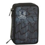 Astuccio 3 Scomparti Invicta Eco Material Streak Nero Completo Di Matite Penne Pennarelli 0