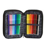 Astuccio 3 Scomparti Invicta Eco Material Streak Nero Completo Di Matite Penne Pennarelli 0 2