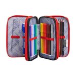 Seven Astuccio 3 Scomparti College World Nero Completo Di Matite Penne Pennarelli 0 0