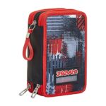 Seven Astuccio 3 Scomparti College World Nero Completo Di Matite Penne Pennarelli 0