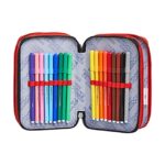 Seven Astuccio 3 Scomparti College World Nero Completo Di Matite Penne Pennarelli 0 2