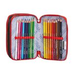 Seven Astuccio 3 Scomparti College World Nero Completo Di Matite Penne Pennarelli 0 3