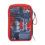 Seven Astuccio 3 Scomparti College World Nero Completo Di Matite Penne Pennarelli 0 5