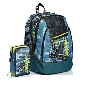 Schoolpack Zaino Scuola Seven Advanced Urban Rock Astuccio 3 Zip Completo 0