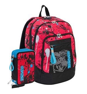Schoolpack Zaino Scuola Seven New Advanced Sprinkle Rosso Astuccio 3 Zip 0